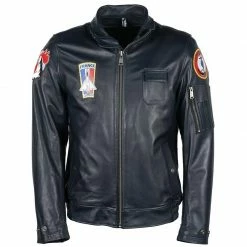 Giacca Pelle Helstons Aeronef Rag Blu -Negozio di moto Helstons 2021053 fronte