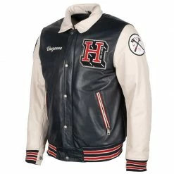 Giacca Pelle Helstons Cheyenne Rag Blu Beige