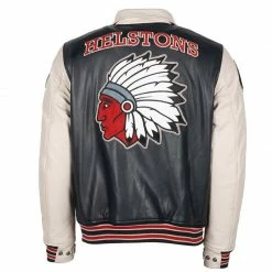 Giacca Pelle Helstons Cheyenne Rag Blu Beige -Negozio di moto Helstons 2021056 retro