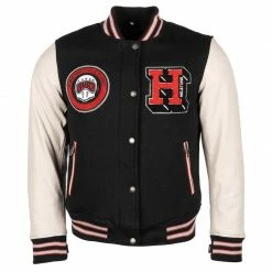 Giacca Pelle Donna Helstons University Nero Beige -Negozio di moto Helstons 2021077 fronte