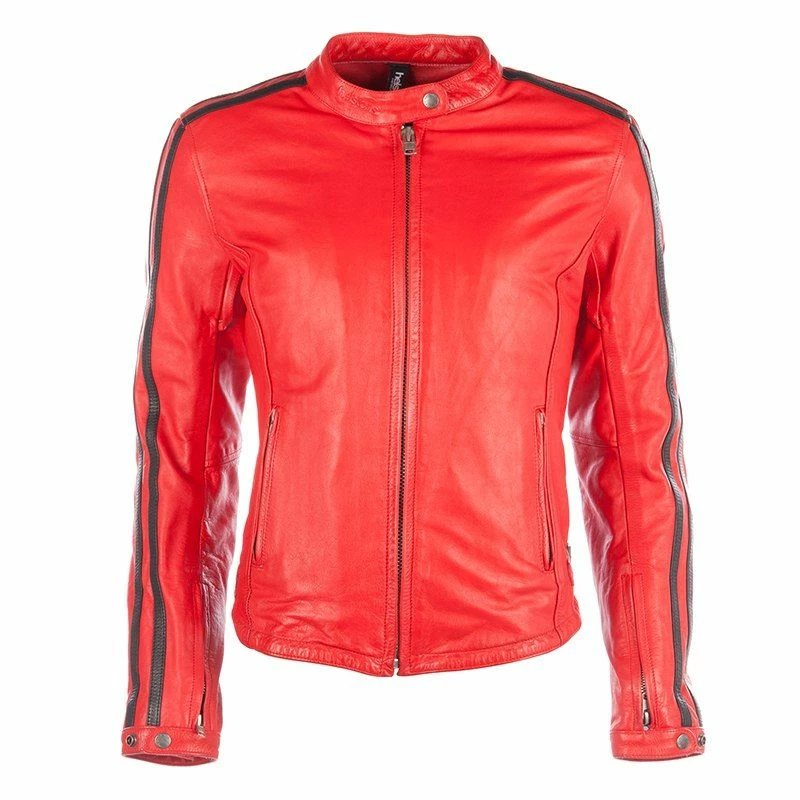 Pelle Giacca Donna Helstons Angel Rag Rosso Nero 1 Pelle Giacca Donna Helstons Angel Rag Rosso Nero