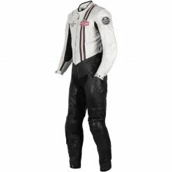 Pelle Intere Tuta Pelle Helstons Stirling Bianco Nero